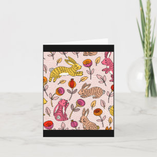 Bunte Kaninchen süß florale vintage T-Shirt Karte