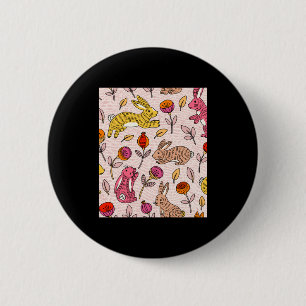 Bunte Kaninchen süße florale Vintage T-Shirts Button