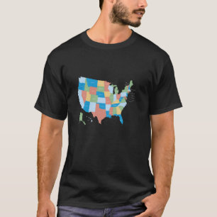 Bunte Karte Amerika Länder Kontinent Geographie T-Shirt