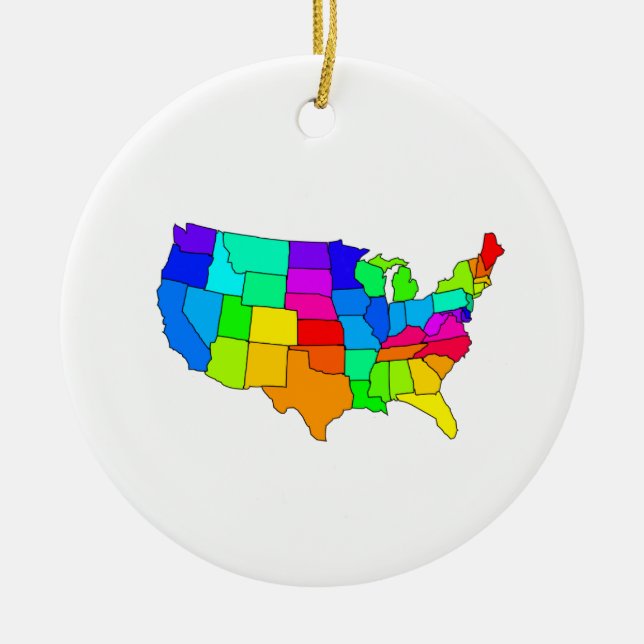 Bunte Karte des USA Keramikornament (Vorne)