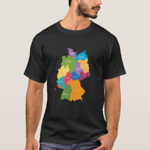 Bunte Karte Deutschland Länder Kontinent Geographi T-Shirt