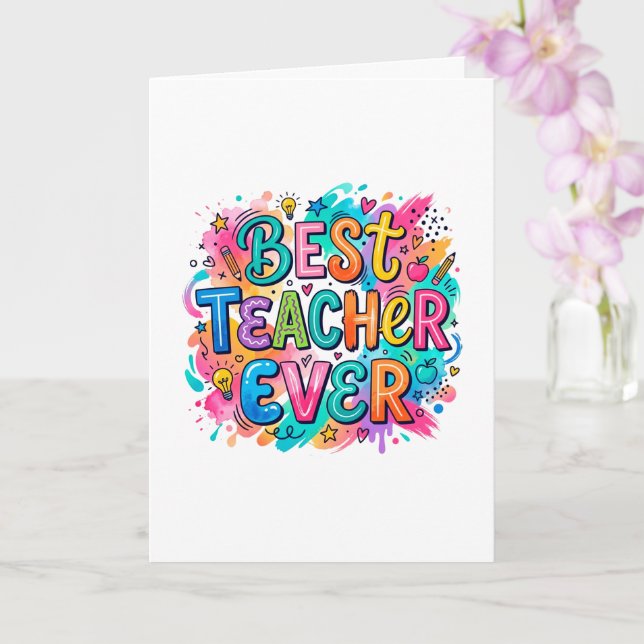 Bunte Karte für den besten Lehrer (Orchidee)