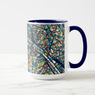 Bunte Karte Paris Frankreich   Tasse
