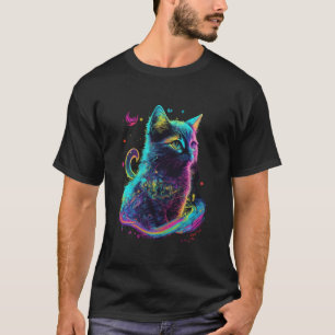 Bunte Kätzchen Katze psychedelische Kunst T-Shirt