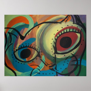 Bunte Katze abstrakt Poster