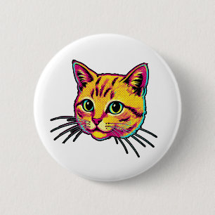 Bunte Katze Button