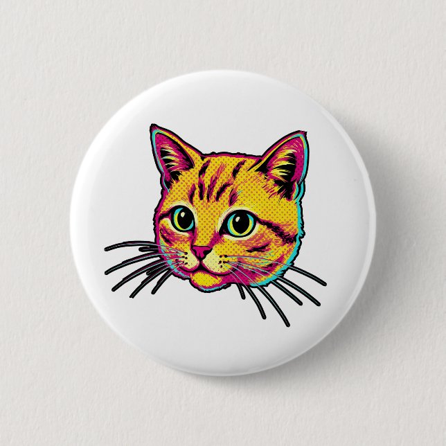 Bunte Katze  Button (Vorderseite)