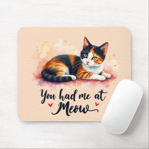 Bunte Katze - Du hast mich bei Miau Wasserfarbe um Mousepad