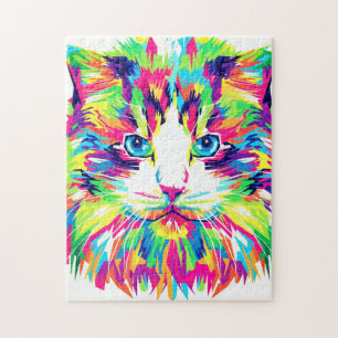 Bunte Katze - Gesicht - Puzzle