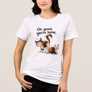 Bunte Katze Lustige Katze Blumentopf Desaster Tri-Blend Shirt