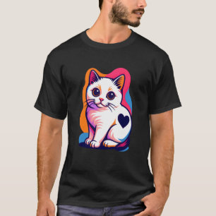Bunte Katze mit Herzmarkierung, süßes Haustier-Art T-Shirt