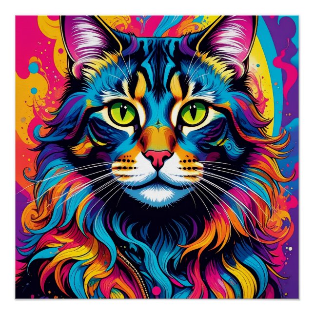 Bunte Katze Poster (Vorderseite)