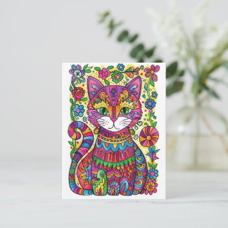 Bunte Katze. Postkarte