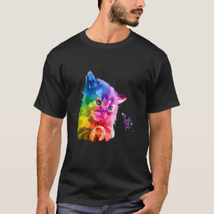 Bunte Katze S Kopf Pop Stil Helle Katze Und Butte T-Shirt