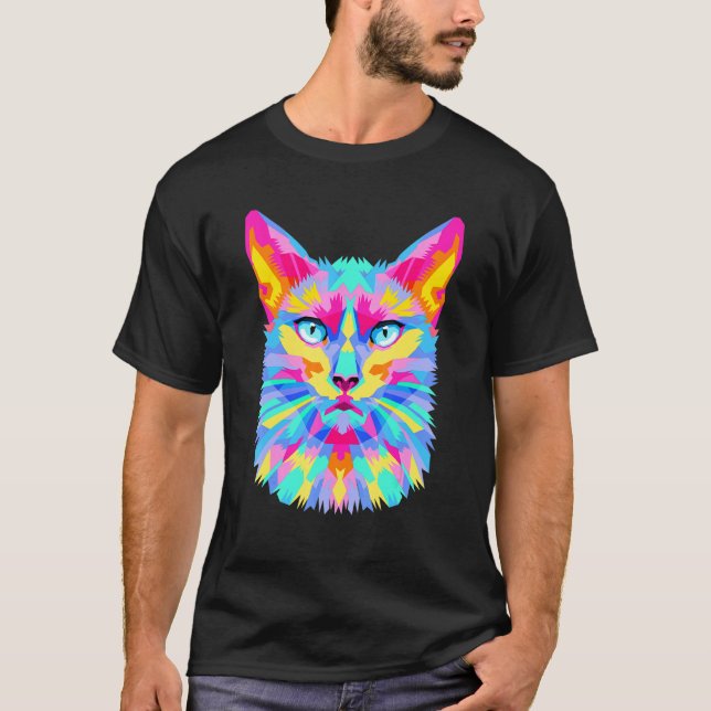Bunte Katze T-Shirt (Vorderseite)