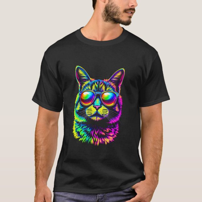 Bunte Katze T-Shirt (Vorderseite)