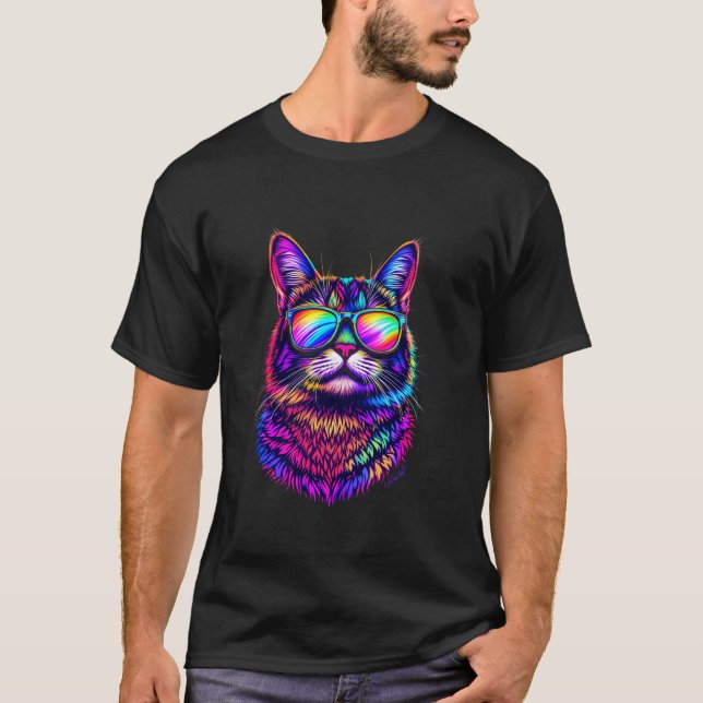 Bunte Katze T-Shirt (Vorderseite)