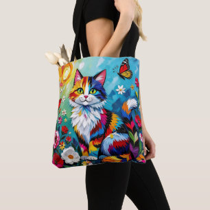 Bunte Katze und Schmetterling