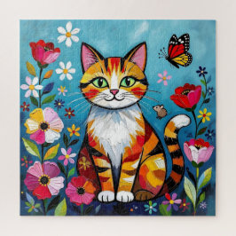 Bunte Katze und Schmetterling Puzzle