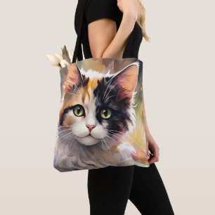 Bunte Katze und Schmetterlinge im Frühlingsgarten