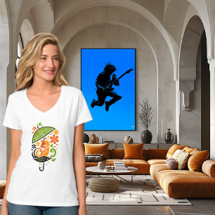 Bunte Katze unter Regenschirm Kunst T-Shirt