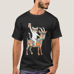 Bunte Katze Ziege Party Rave EDM Festival Nacht Cl T-Shirt