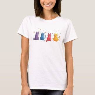 Bunte Katzen Cartoon T-Shirt