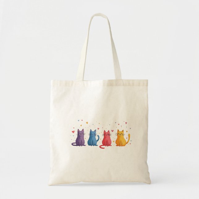 Bunte Katzen Cartoon Tragetasche (Vorne)