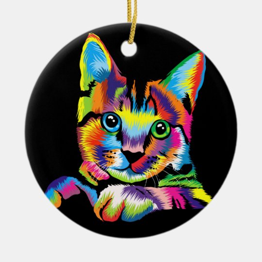 Bunte Katzen Colorcat Katzenmalerei Keramik Ornament Zazzle At