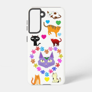 Bunte Katzen & Herzen Samsung Galaxy Hülle