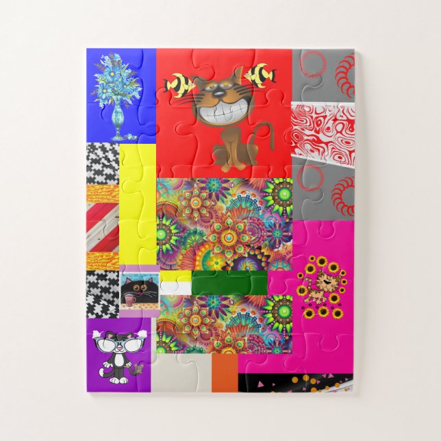 Bunte Katzen Kätzchen Abstrakte Puzzles  (Vertikal)
