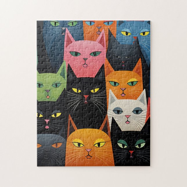 BUNTE KATZEN KUNST-PUZZLE PUZZLE (Vertikal)