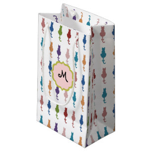 Bunte Katzen-Monogramm-Geschenk-Tasche Kleine Geschenktüte