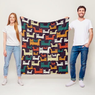 Bunte Katzen-Muster-Fleecedecken Fleecedecke