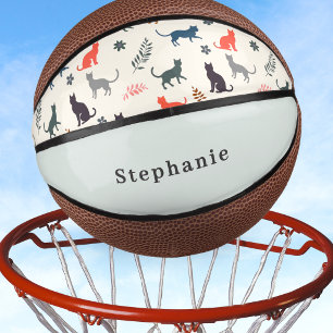 Bunte Katzen Muster Individueller Name Elegantes C Mini Basketball