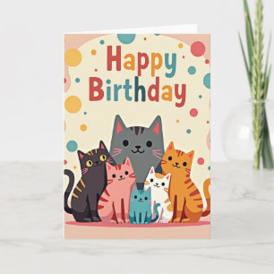 Bunte Katzen-Party-Karte Karte