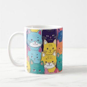 Bunte Katzen-Pop-Art - Farbige Katzen-Tasse Kaffeetasse