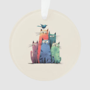 Bunte Katzen stapeln sich – Süße, verspielte Katze Ornament