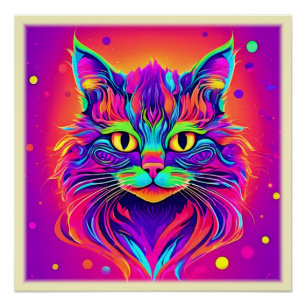 Bunte Katzenkopf-Kunst Poster