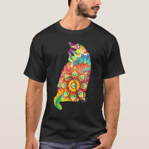 Bunte Katzenliebhaber Feline Psychedelische Abstra T-Shirt