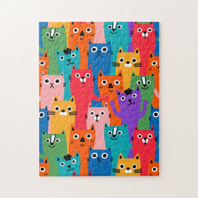 Bunte Katzenmuster Puzzle (Vertikal)