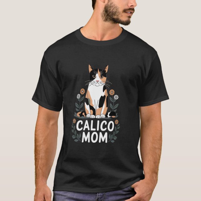 Bunte Katzenmutter Blumen Muttertag Mama Tierbesit T-Shirt (Vorderseite)