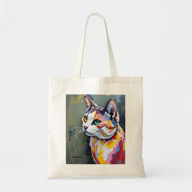 Bunte Katzenporträt Tragetasche (Vorne)