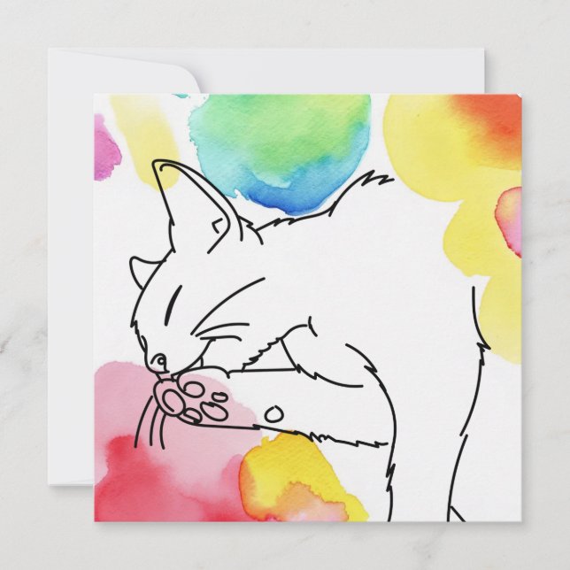 Bunte Katzenskizze Einladung (Vorderseite)