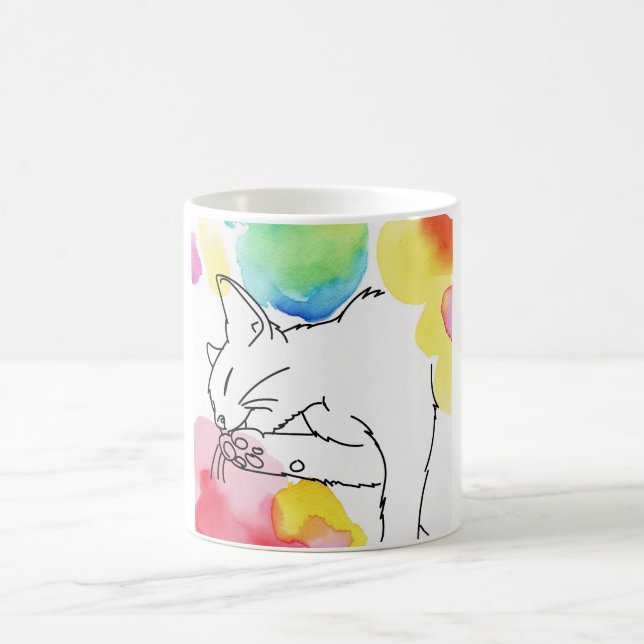 Bunte Katzenskizze Kaffeetasse (Mittel)