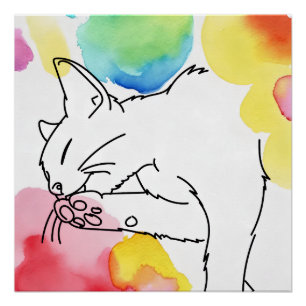 Bunte Katzenskizze Poster