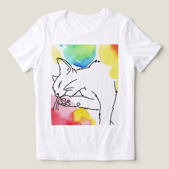 Bunte Katzenskizze Tri-Blend Shirt (Design Vorderseite)