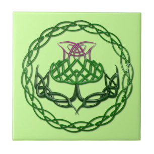 Bunte keltische Knoten-Distel Fliese