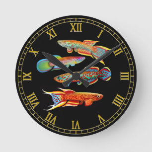Bunte Killifish-Wanduhr Runde Wanduhr