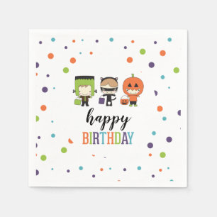 Bunte Kinder-Halloween-Geburtstagsfeier Serviette